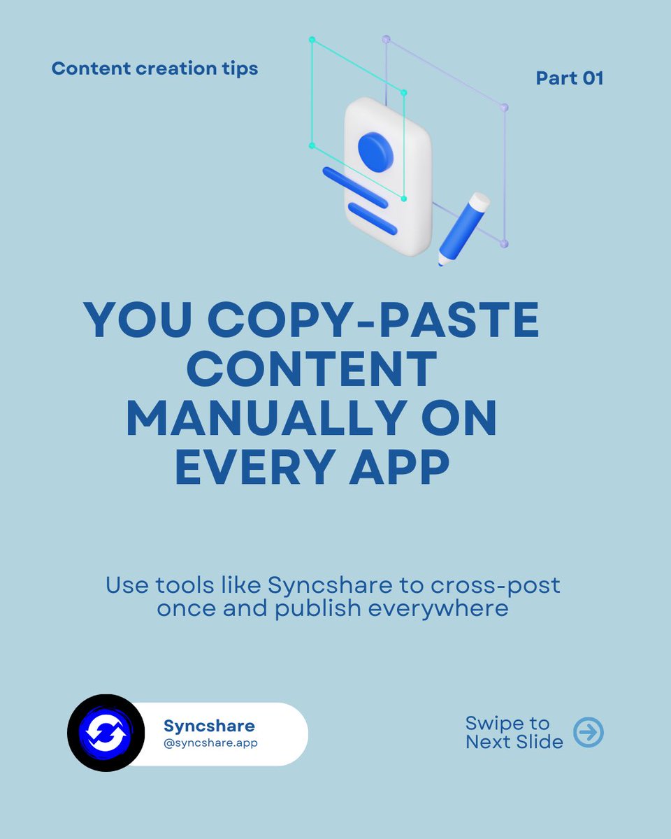 SyncshareApp's tweet photo. Posting every day but still not getting results? You might be doing these 3 things wrong. Let’s fix that and Join our waitlist via the link in bio.

#ContentTips #SocialMediaGrowthhacks #Syncshare https://t.co/JOQ9wj2WJ3