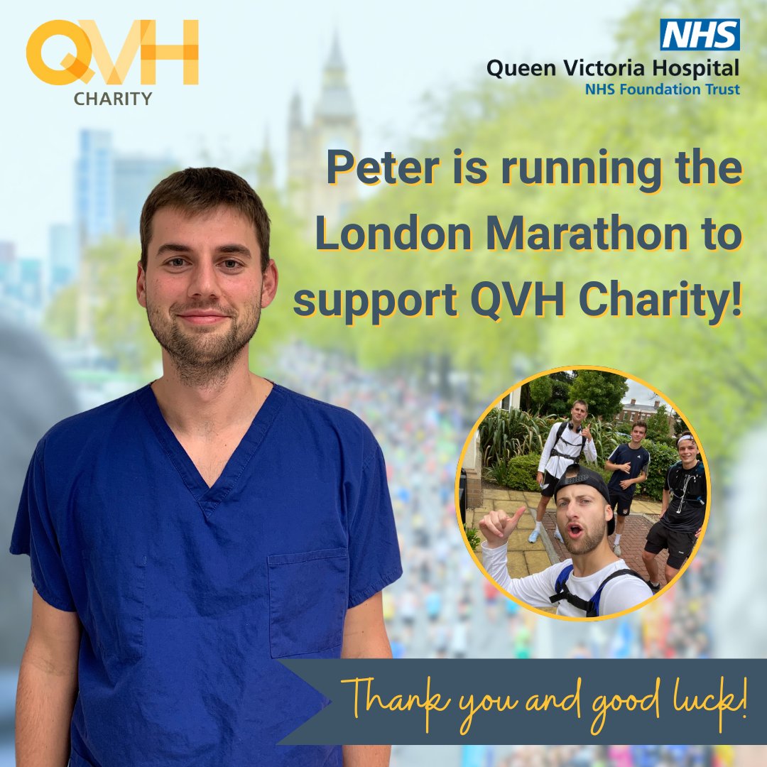 Queen Victoria Hospital Charity (@qvhcharity) on Twitter photo Peter, a resident doctor in <a href="/qvh/">Queen Victoria Hospital NHS Foundation Trust</a> Maxillofacial team, will be running the <a href="/LondonMarathon/">TCS London Marathon</a> on Sunday 27 April to fundraise for our charity! 🏃
You can read Peter's full story & donate to his fundraising page on our website: supportqvh.org/2025/04/from-b…
Well done + good luck! 💛 Peter, a resident doctor in <a href="/qvh/">Queen Victoria Hospital NHS Foundation Trust</a> Maxillofacial team, will be running the <a href="/LondonMarathon/">TCS London Marathon</a> on Sunday 27 April to fundraise for our charity! 🏃
You can read Peter's full story & donate to his fundraising page on our website: supportqvh.org/2025/04/from-b…
Well done + good luck! 💛