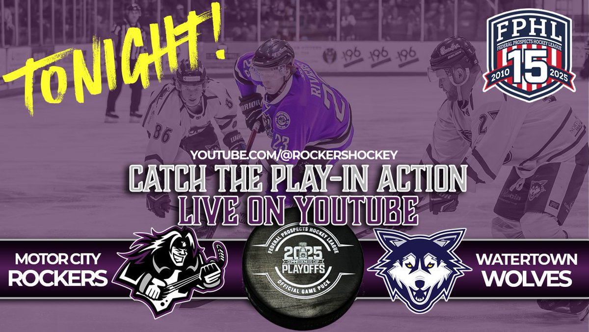 Tonight the Motor City Rockers take on the <a href="/WolvesWatertown/">Watertown Wolves</a> with the winner moving on in the 2025 FPHL Playoffs!  Hear Brady call the action on OUR YouTube channel! youtube.com/@rockershockey
