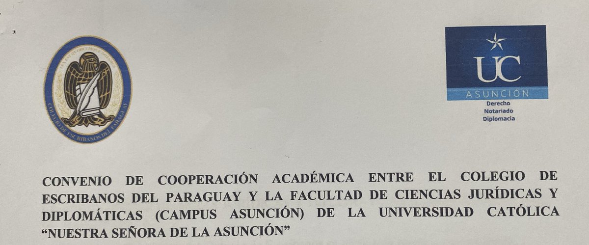 Agradecemos al Colegio de Escribanos del Paraguay en la persona de su Presidente Escribano Gustavo Adolfo Benítez Soler y colaboradores por la suscripción del Convenio de Colaboración Académica - UniCA en la certeza de avanzar en los procesos de excelencia académica y profesional