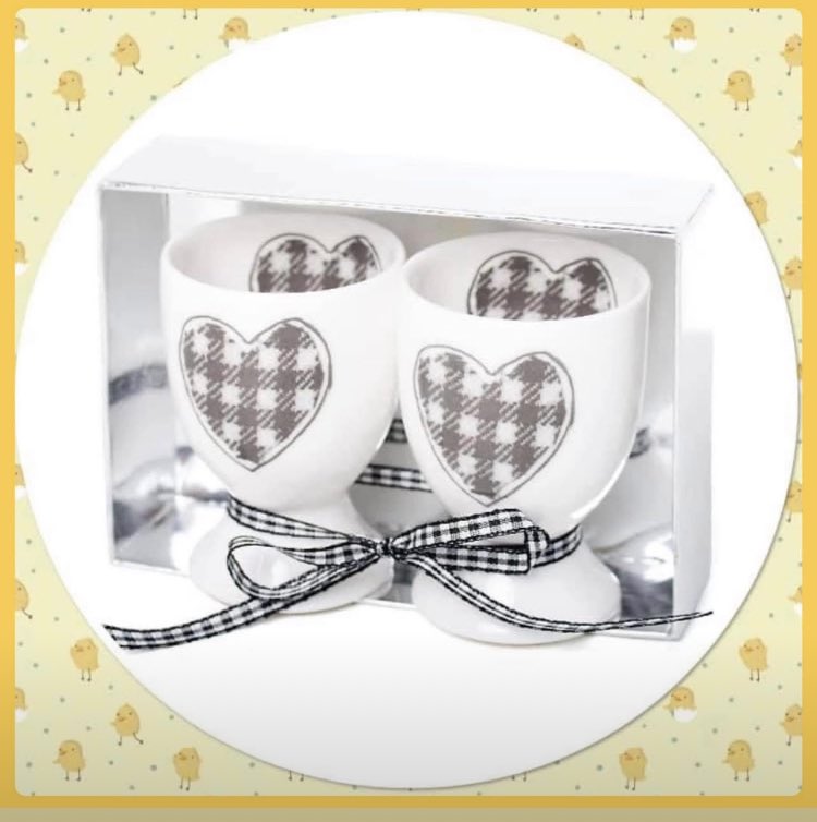 🐥🐣🐥🐣🐥🐣🐥🐣🐥🐣🐥🐣🐥
Perfect little Easter gift: 
A set of two boxed china Egg cups 
northumberlandtartan.co.uk