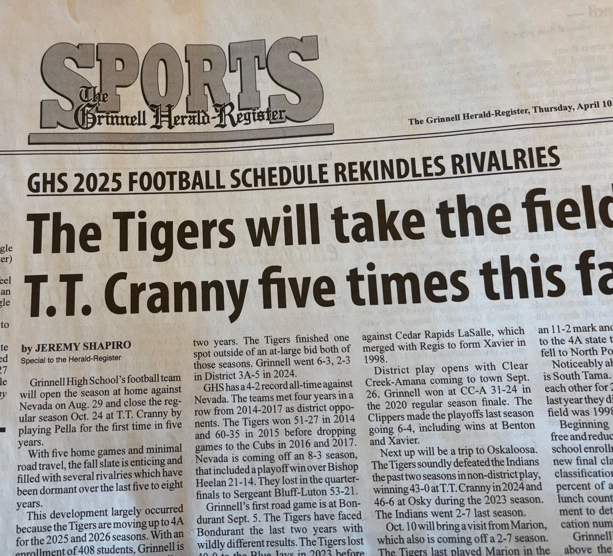 Jeremy Shapiro (@jimmyc_rocks) on Twitter photo A deeper dive into the <a href="/GrinnellTigerFB/">Grinnell Tigers Football</a> fall schedule + all of <a href="/slagle_will/">Will Slagle</a> scholarship offers to date can be found in the April 10 GHR. A deeper dive into the <a href="/GrinnellTigerFB/">Grinnell Tigers Football</a> fall schedule + all of <a href="/slagle_will/">Will Slagle</a> scholarship offers to date can be found in the April 10 GHR.