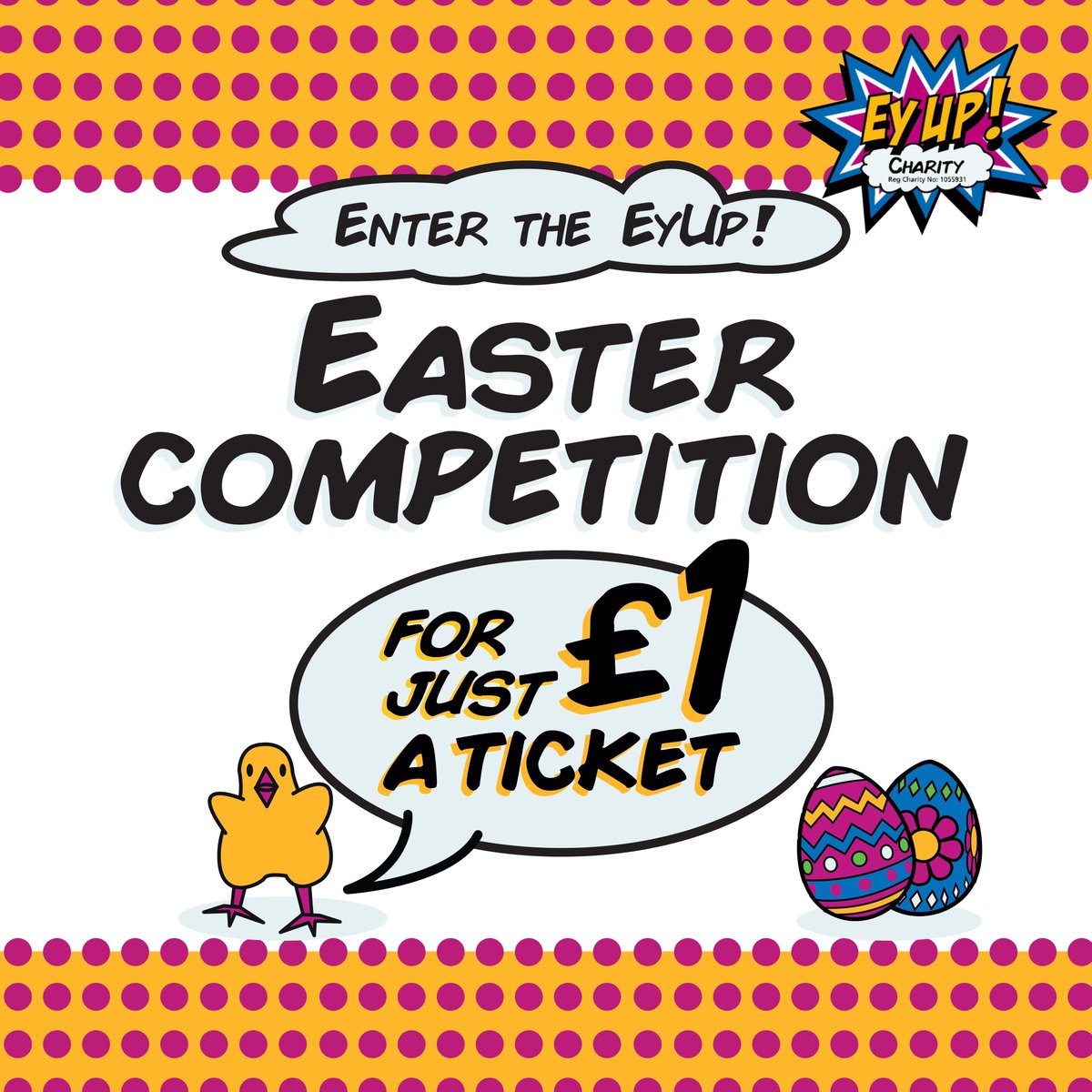 Get your hands on fantastic prizes in our Easter competition:
🛁Baylis &amp; Harding signature collection &amp; chocolates
🐣 An Easter egg
⚽ Huddersfield Town family ticket
➕ more prizes

Get your tickets before Tuesday 22 April, 12pm for just £1 per entry! 👉 buff.ly/deEt2ar