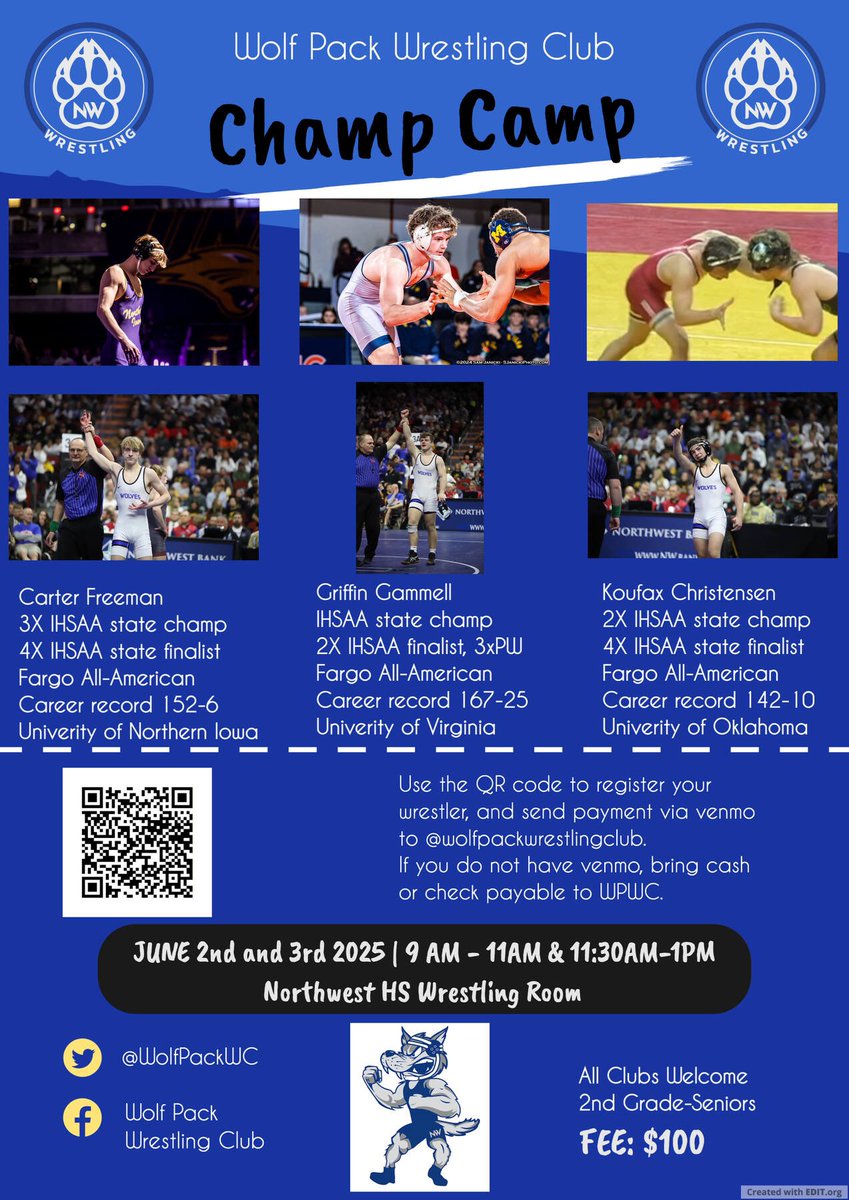 Triple Champ Camp! Sign up early and often. Tell your friends. #WolvesWorldTakeover #OnePack