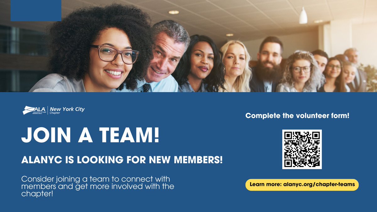 Looking to get more involved with ALANYC? Consider joining a team! Connect with other members, support the chapter and reach your professional development goals. Volunteer: alanyc.memberclicks.net/member-volunte…
#alabuzz #teamwork #volunteer