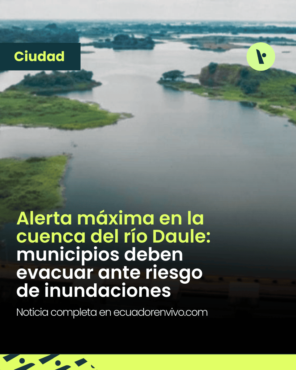 ecuadorenvivo's tweet photo. 🚨 El embalse Daule–Peripa está al límite.
El COE ordena evacuar zonas de riesgo en Guayas, Manabí, Los Ríos y Santo Domingo.
Peligro inminente de inundaciones por posibles descargas controladas.
Detalles 👇
https://t.co/DWQDXTa0bW
#AlertaEC #EmergenciaClimática https://t.co/e05KduZraf