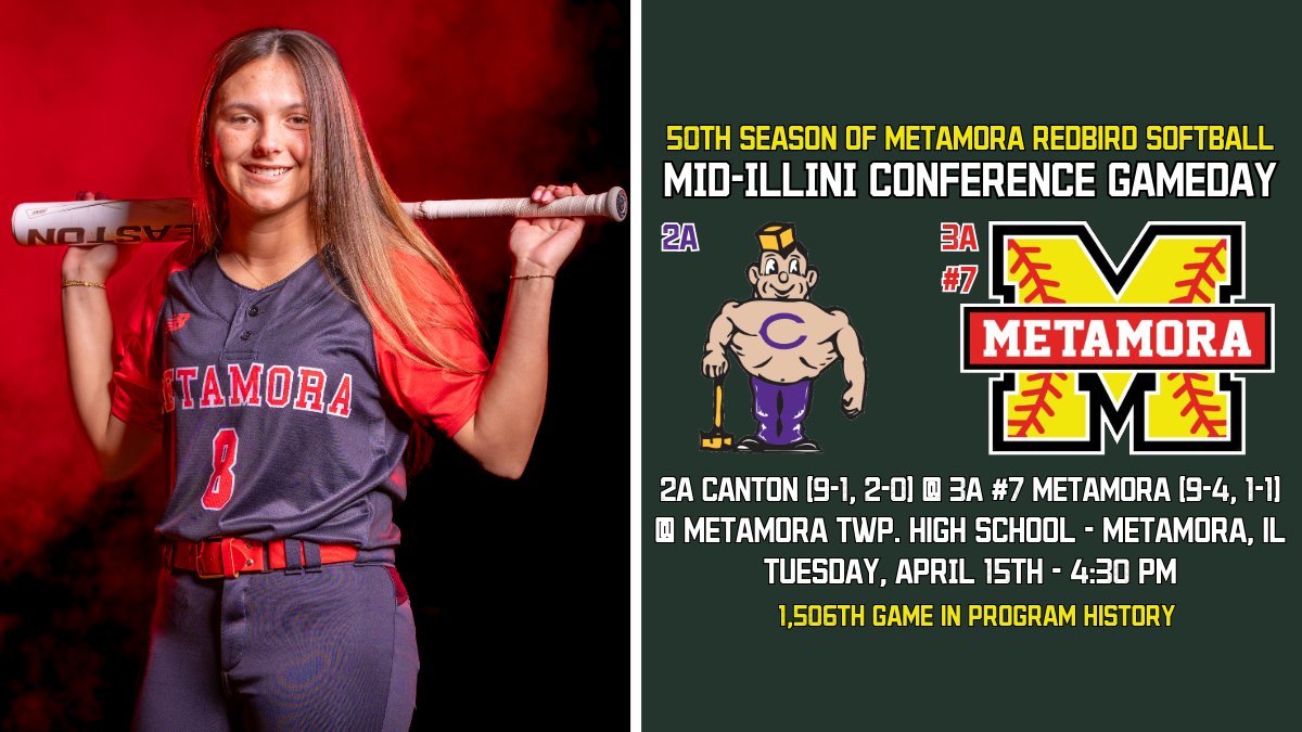 StaabAlex's tweet photo. The homestand continues. 

🥎 | 3A #2 @SoftballMTHS 
🆚 | 2A Canton
📍 | MTHS
🕰️ | 4:30 PM
🌥️ | 53 degrees, cloudy, 18mph wind RF to LF
📺 | https://t.co/8iSCWSJffg
📊 | GameChanger; "Metamora Varsity Redbirds"

#ONE #pjspreps https://t.co/RRrI2nl5fB