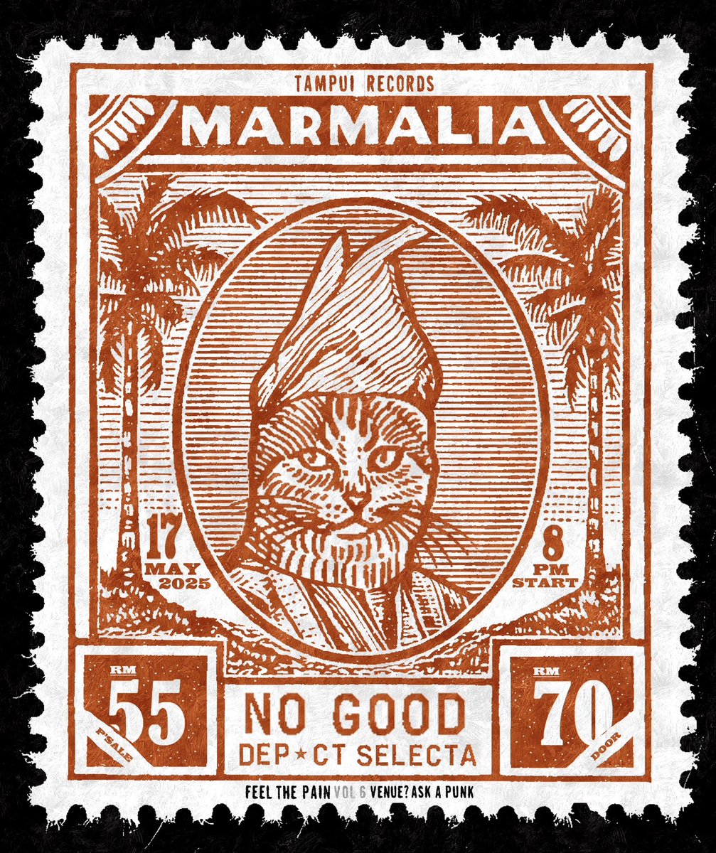 MARMALIA live in KL for the first time.
Feel The Pain Vol.6 >> 17 May
with No Good, DEP and CT Selecta on deck to close the night. Thanks to Cichan for the killer flyer.

RM55 presale(until 11 May) / RM70 at the door

 instagram.com/p/DId3TxqSz_M/…