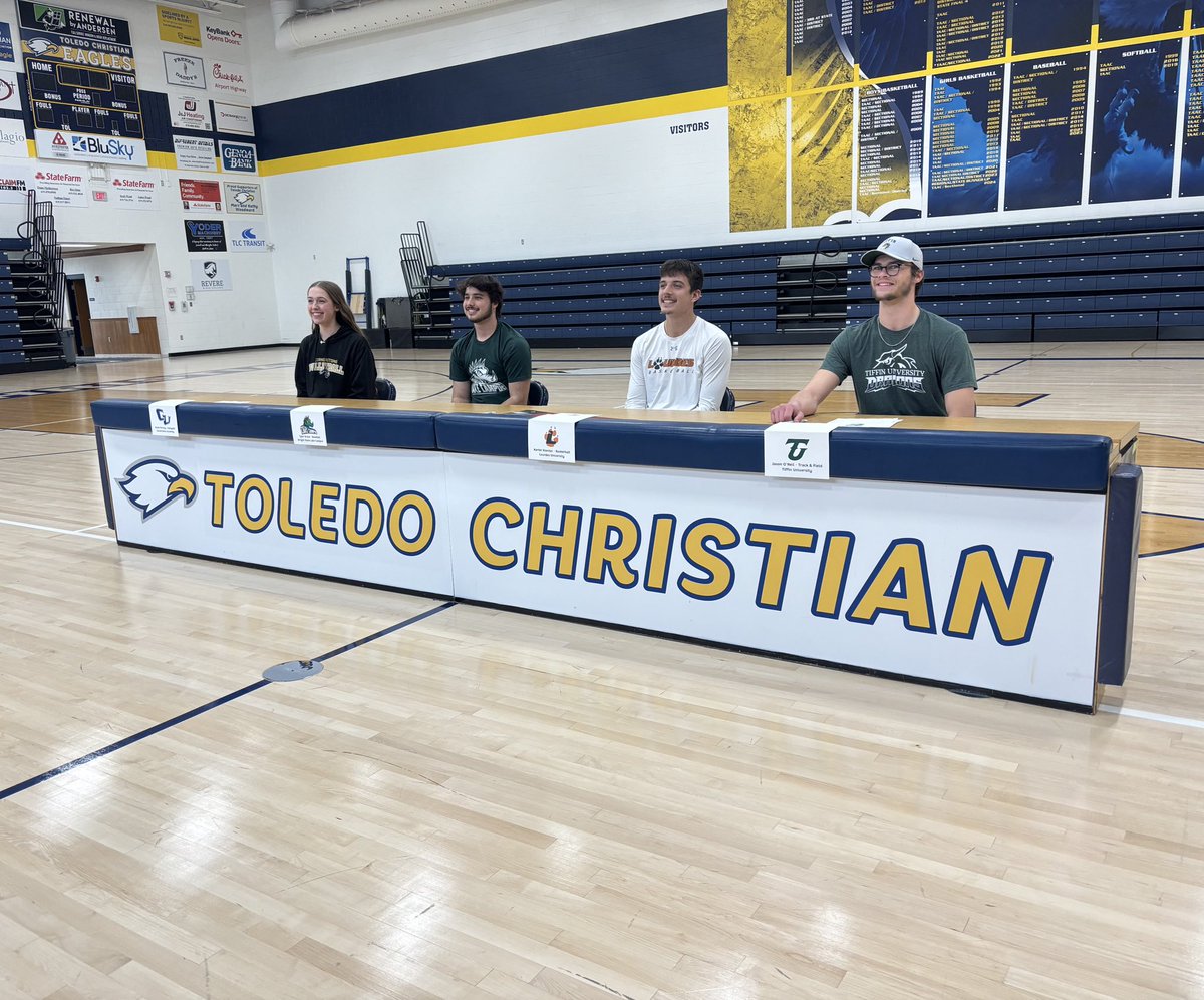 Nicole Weaving (@nicoleweavingtv) on Twitter photo It’s Signing Day at Toledo Christian (<a href="/eagles_tc/">Toledo Christian Eagles Athletics</a>)
<a href="/TCEagleBball/">Toledo Christian Basketball</a>’s all-time leading scorer Karter Koester is continuing his 🏀 career at Lourdes (<a href="/Lourdes_MBB/">Lourdes Men's Basketball</a>)
Hear from all 4️⃣ Eagles who put pen to paper at 10:30 on @BCSNSports It’s Signing Day at Toledo Christian (<a href="/eagles_tc/">Toledo Christian Eagles Athletics</a>)
<a href="/TCEagleBball/">Toledo Christian Basketball</a>’s all-time leading scorer Karter Koester is continuing his 🏀 career at Lourdes (<a href="/Lourdes_MBB/">Lourdes Men's Basketball</a>)
Hear from all 4️⃣ Eagles who put pen to paper at 10:30 on @BCSNSports