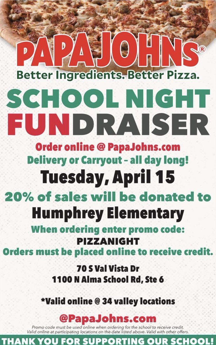 Please join us for some pizza today (4/15) to support our campus. 😋🍕