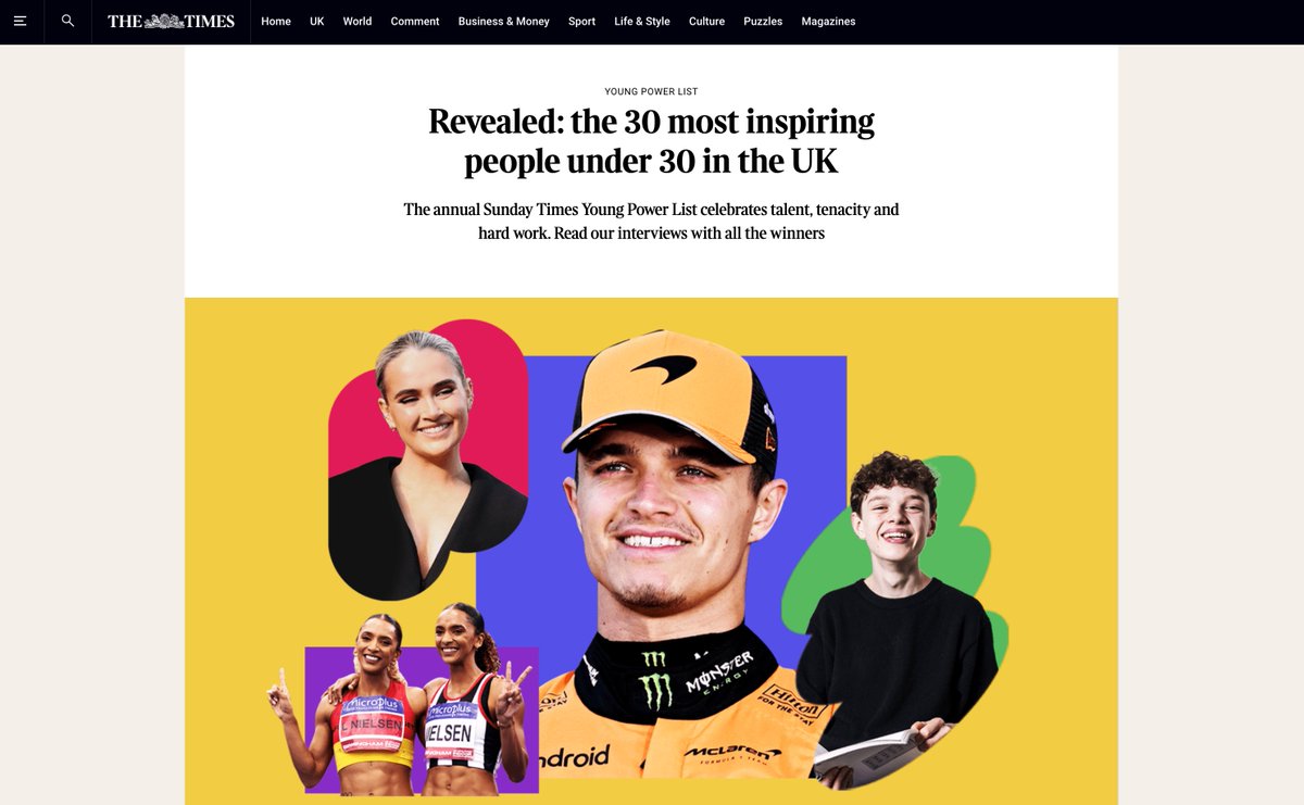 Toby Brown (@tobyab_) on Twitter photo Thank you, <a href="/thetimes/">The Times and The Sunday Times</a>
I've just been featured among the UK's most inspiring under-30s as a pioneer in artificial intelligence alongside Lando Norris, Maisie Peters, and Molly Mae Thank you, <a href="/thetimes/">The Times and The Sunday Times</a>
I've just been featured among the UK's most inspiring under-30s as a pioneer in artificial intelligence alongside Lando Norris, Maisie Peters, and Molly Mae