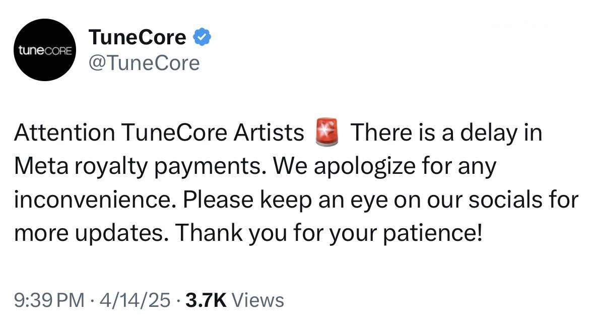 Tunecore Updates (Unofficial) tweet media