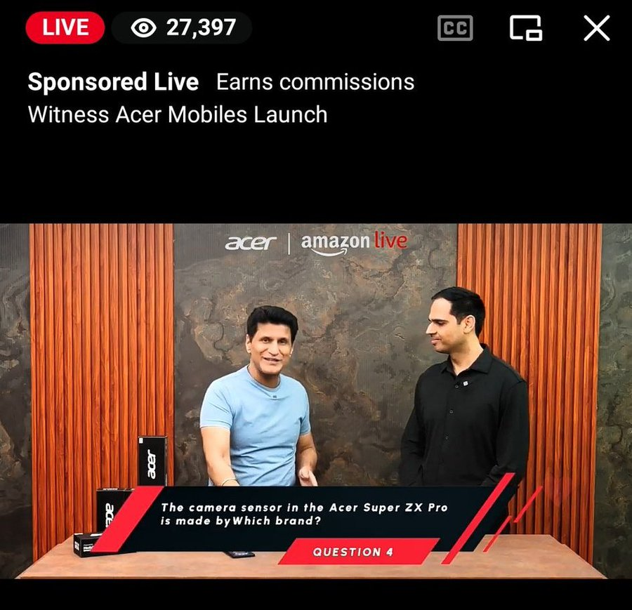 MrRajput2212's tweet image. Ans 4️⃣:
📸✨ The Acer Super ZX Pro features a stunning SONY camera sensor! 🎯
Crisp shots, pro-level clarity, and true colors—powered by SONY magic! 🎞️🌟
Thanks @RajivMakhni for the reveal! 🙏
Coming soon via @AcerMobiles @Acer_India on @amazonIN 🛍️📦
#AcerSuperZXPro #SonySensor