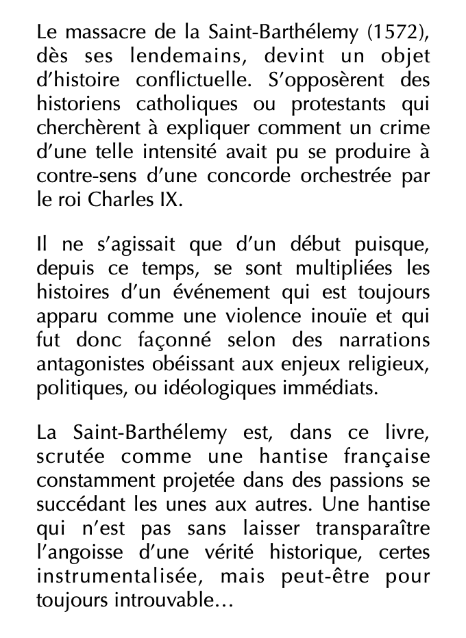 Denis Crouzet - L’histoire introuvable

Une Saint-Barthélemy sans fin

À paraître en novembre chez Champ Vallon