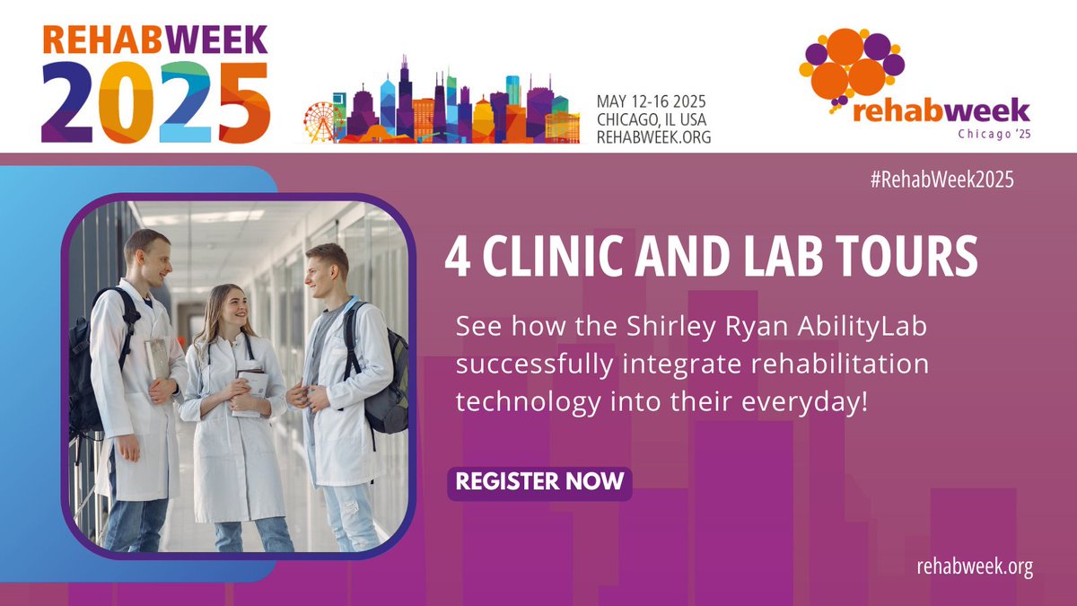 RehabWeek (@rehabweekorg) on Twitter photo Don’t miss out on the exclusive clinic & lab visits at #RehabWeek2025! 4 incredible tours at the Shirley Ryan AbilityLab, where rehab tech meets daily clinical practice. 🌟
đź”— bit.ly/42cKKpT
<a href="/ICORR_2025/">ICORR 2025</a> <a href="/IFESS_org/">Int’l Functional Electrical Stimulation Society</a> <a href="/ISVRSociety/">ISVRSociety</a> <a href="/ACRMtweets/">ACRM</a> <a href="/MiNT_hobbs/">The MiNT Academy: Masterclass in Neurotechnology</a> <a href="/RESNAorg/">RESNA</a> Don’t miss out on the exclusive clinic & lab visits at #RehabWeek2025! 4 incredible tours at the Shirley Ryan AbilityLab, where rehab tech meets daily clinical practice. 🌟
đź”— bit.ly/42cKKpT
<a href="/ICORR_2025/">ICORR 2025</a> <a href="/IFESS_org/">Int’l Functional Electrical Stimulation Society</a> <a href="/ISVRSociety/">ISVRSociety</a> <a href="/ACRMtweets/">ACRM</a> <a href="/MiNT_hobbs/">The MiNT Academy: Masterclass in Neurotechnology</a> <a href="/RESNAorg/">RESNA</a>
