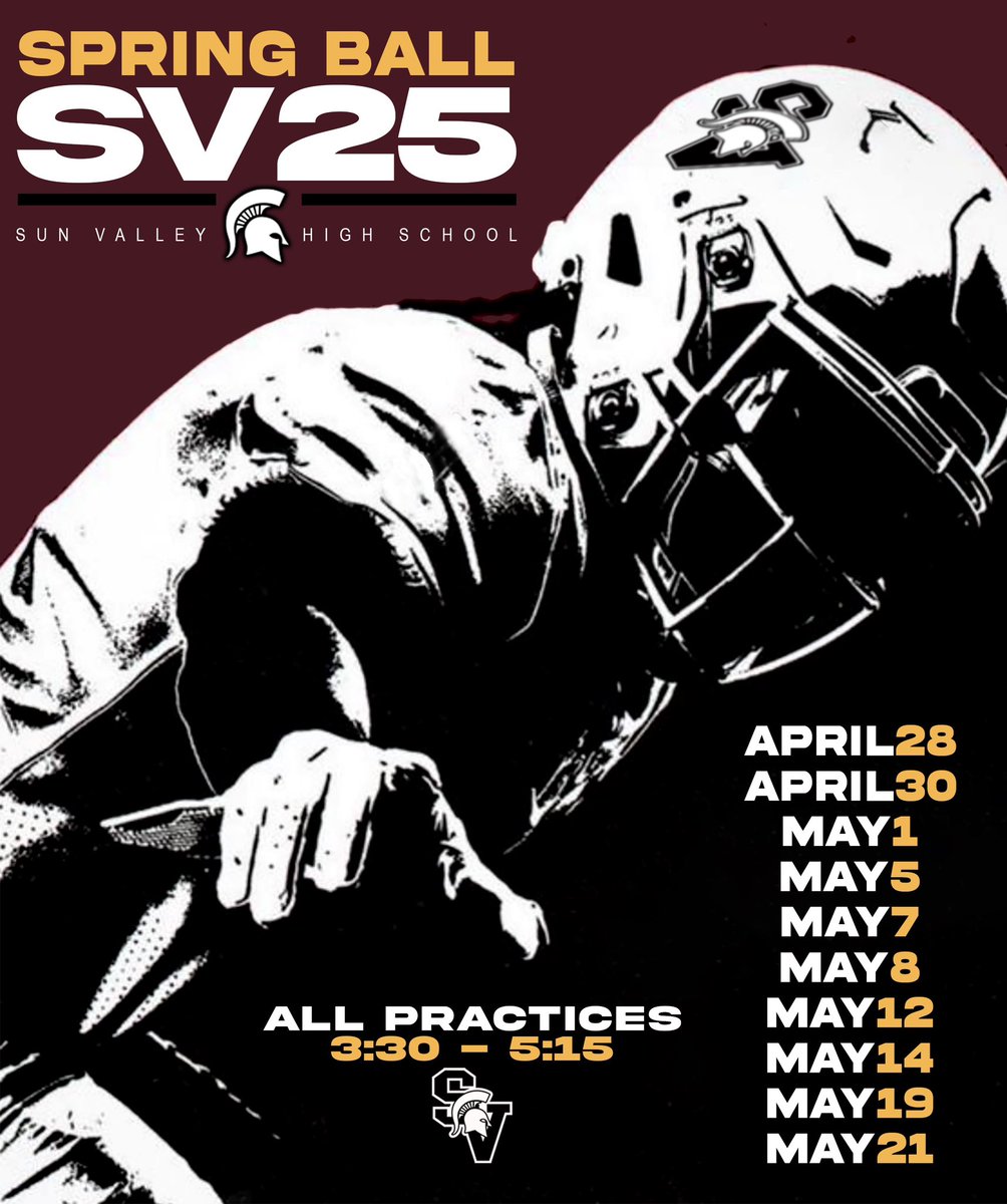 SV25 Spring Ball is Here.
Sun Valley Spartans don't wait for greatness-we grind for it.
Ten days. One goal. Build the foundation for fall under the lights.
All In. All Out. Every Rep Counts.
April 28 - May 21 | 3:30 - 5:15 PM
Let's get to work, Spartans.