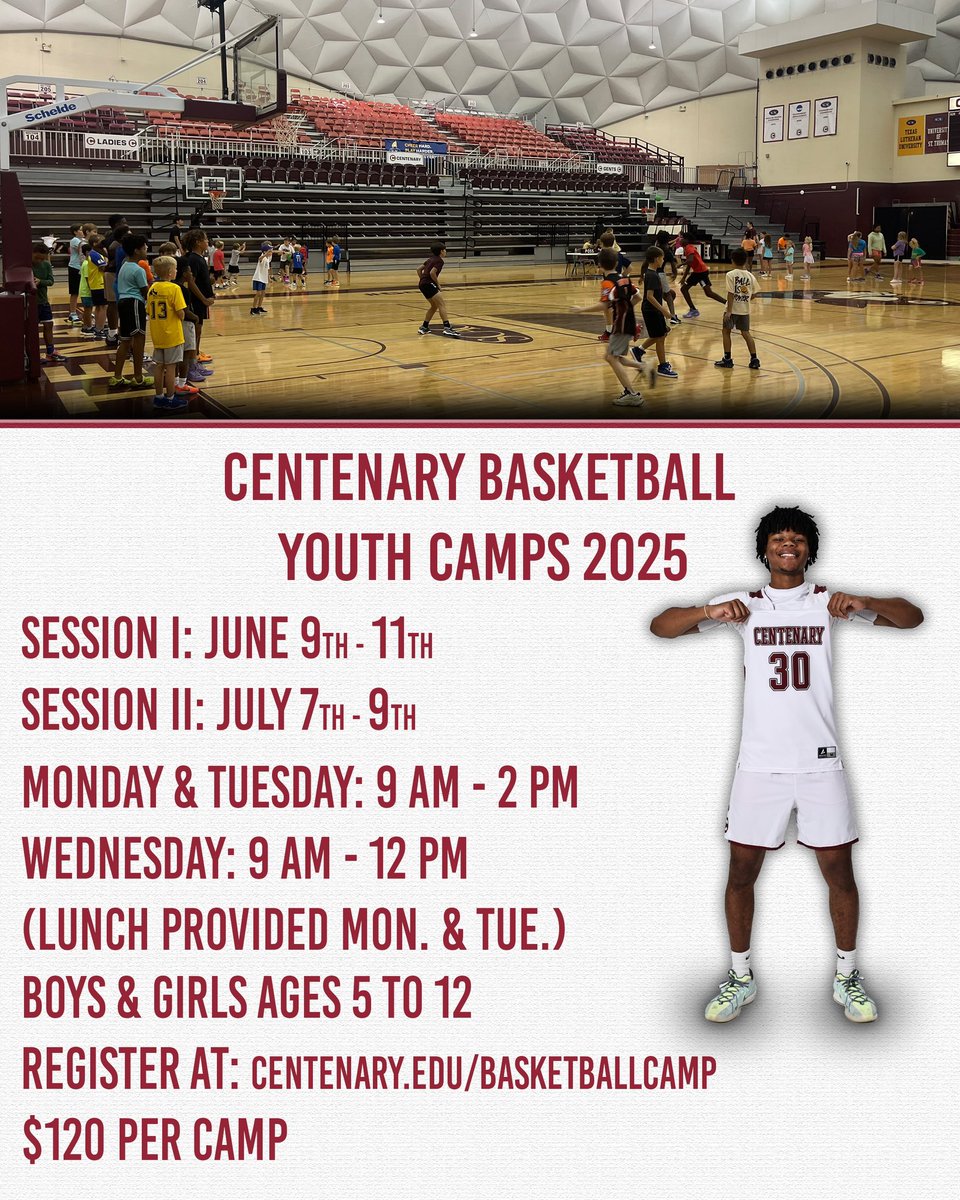 Centenary Youth Basketball Camps are back!

Register here: centenary.edu/basketballcamp