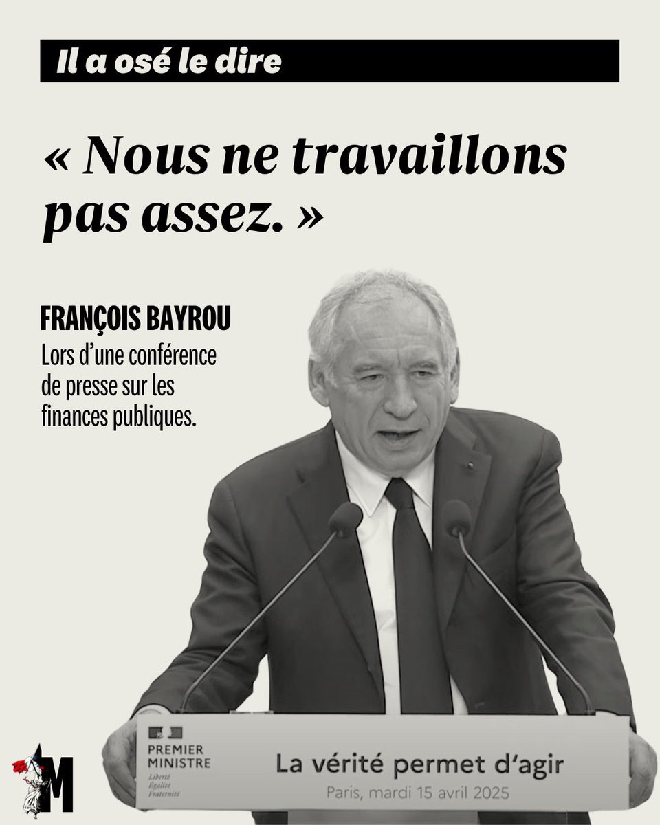 De la part de celui qui vit aux crochets des Français depuis 50 ans ! À toutes les fonctions possibles !

Qu’il nous rappelle par exemple ce qu’il a fait au Commissariat au Plan…

➡️ Dehors ! #MotionDeCensure vite !
#Bayrou