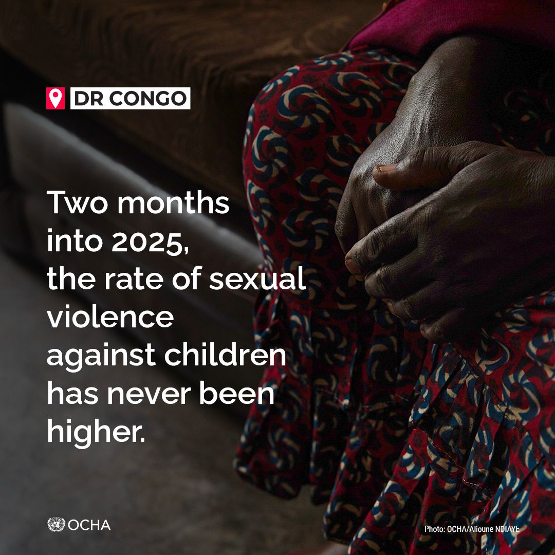 Every 30 minutes in eastern #DRCongo, a child is raped or sexually assaulted, according to <a href="/UNICEFDRC/">UNICEF en RDC</a>.
This is a war on childhood.

We need stronger protection for children, and must prioritize prevention before more lives are destroyed.

Funding is key.
👉reliefweb.int/report/democra…