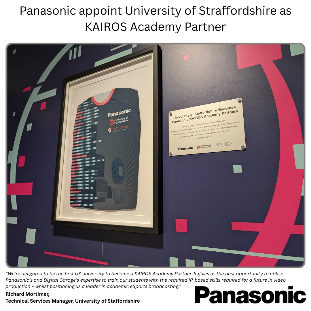 GTC Patron Panasonic Connect Europe, has appointed University of Staffordshire as a KAIROS Academy Partner, the first UK university to achieve this status. 

Full story: l8r.it/b3a5

#panasonic #kairosacademy #gtc_tv #televisionstudent #cameradept #cameraoperator