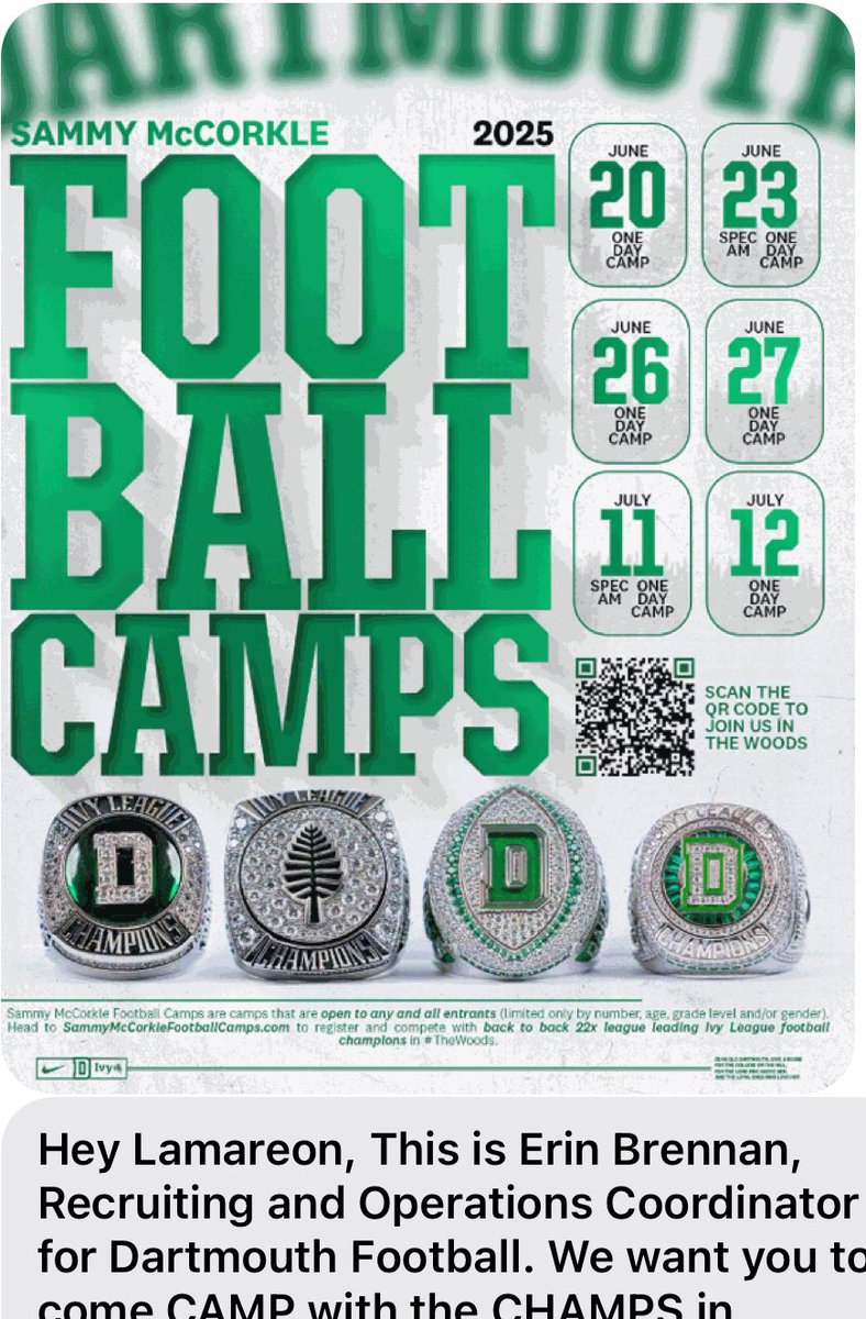 Thank you for the invite <a href="/CoachEBrenss/">Erin Brennan</a> <a href="/coachkeithclark/">Keith Clark</a> <a href="/DartmouthFTBL/">Dartmouth Football</a> ‼️ <a href="/FORTDFOOTBALL/">FORT FOOTBALL</a>