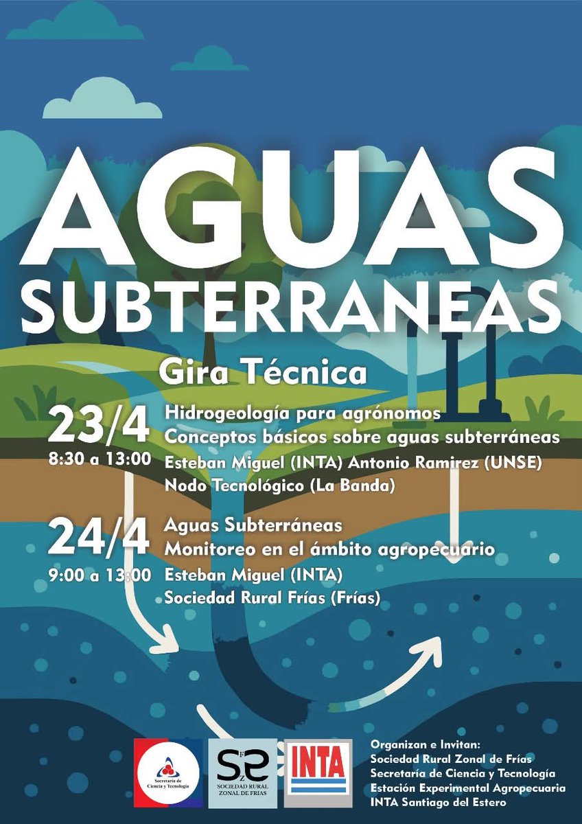 #Inscripciones Jornada Técnica: Aguas Subterráneas

📆 Miércoles 23 de abril, de 08:30 a 13:00h en el Nodo Tecnológico

👉 Inscripción para la capacitación a realizarse en el Nodo: forms.office.com/r/n7gy6XnnBE