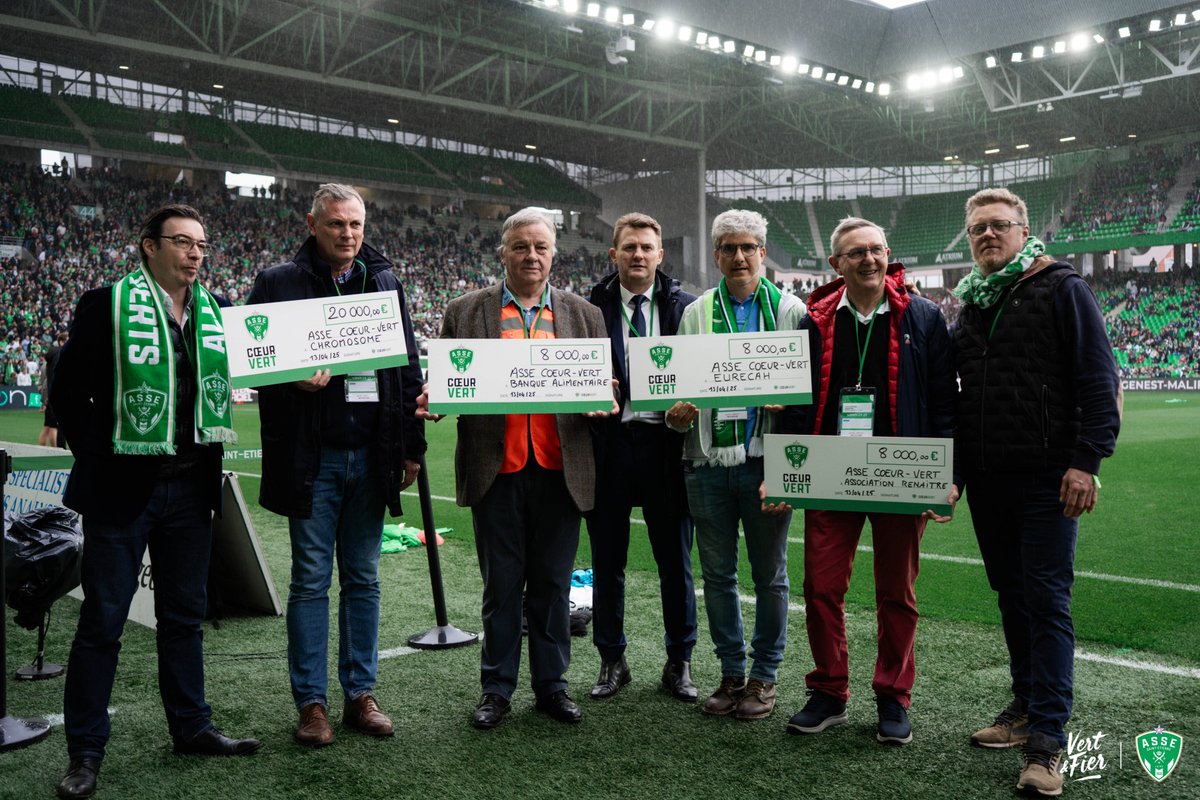 Dîner de prestige au profit de 4 associations Ligériennes.
Remise d'un chèque de 8000 € à Jean Goyet, Président <a href="/BAlimentaire42/">Banque Alimentaire42</a> par Lionel Potillon, Directeur <a href="/ASSECoeurVert/">ASSE Cœur-Vert 💚</a> .
Un grand "Merci" pour ce geste solidaire.