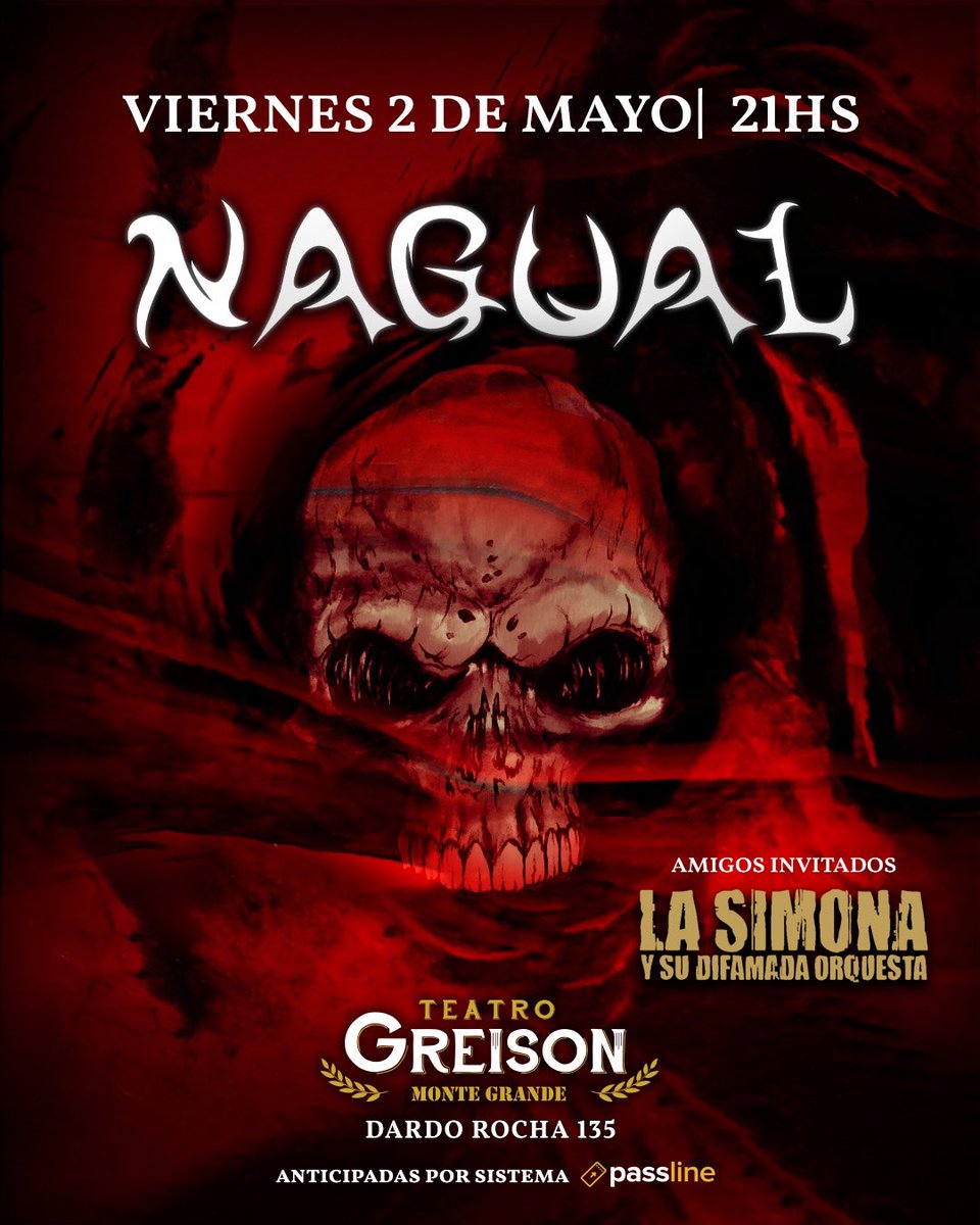 ‼️ENTRADAS EN PUNTOS DE VENTA FÍSICOS ‼️
Celebramos 20 años de nuestro primer disco! 
Viernes 2 de mayo, 21 hs., Nagual en el Teatro Greison (Dardo Rocha 135, Monte Grande)
🎫 Anticipadas por Passline y en puntos de venta físicos. 
🎸Amigos inv: <a href="/lasimonaoficial/">Simona Rock</a> 
✅ Show apto +13