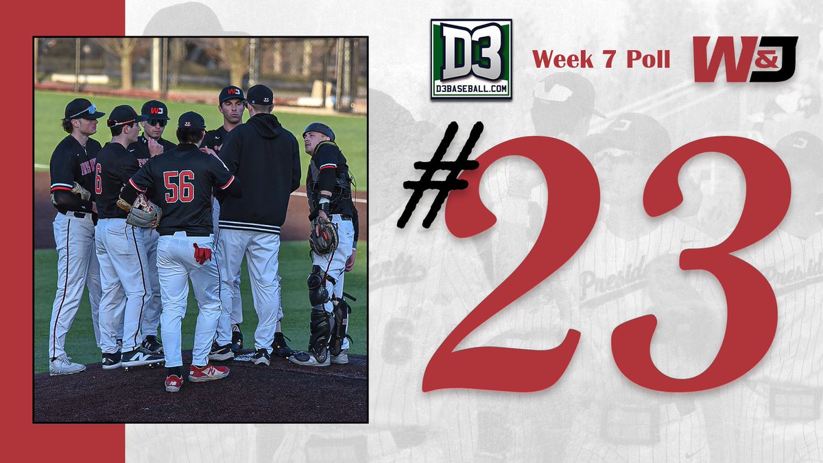 RANKED‼️

In the week 7 D3baseball.com poll, W&amp;J rests as the No. 23 team with a 20-5 overall record on the season. The Presidents added a win over Baldwin Wallace and a conference sweep over Saint Vincent this past week!

#PrezPride