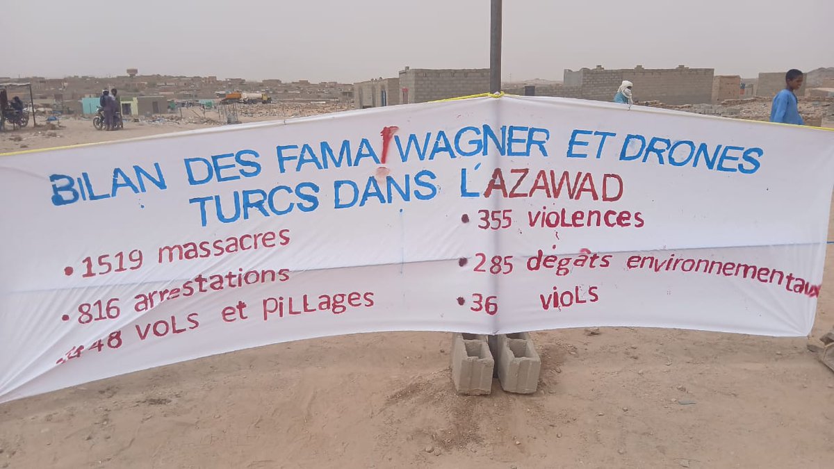 Azawad_Alerte's tweet photo. Une marche est organisée le 15 avril 2025 à #Tinzawaten pour protester contre l'utilisation des drones turcs et les mercenaires Russes de #Wagner causant la mort et déplacement de civils dans l’#Azawad. https://t.co/jkwKx2mF8o