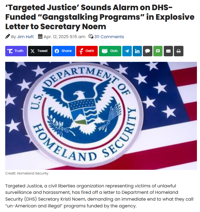 AnaToledoDavila's tweet photo. The gangstalkers are rabid that their free money is drying up. 

Bring it on digital warriors!

Write to .@Sec_Noem and tell her to stop the fraud, waste, and abuse spent on Fusion Centers, Citizen Corps, Infragard and all of @DHSgov illegal Stasi programs.

https://t.co/SMakV7W7KX
Please repost!