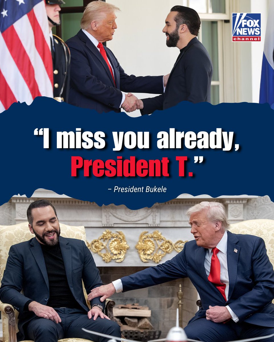 Fox News (@foxnews) on Twitter photo BEST BROS: <a href="/nayibbukele/">Nayib Bukele</a> shares a special message to <a href="/realDonaldTrump/">Donald J. Trump</a> following their meeting at the <a href="/WhiteHouse/">The White House</a>, after <a href="/POTUS/">President Donald J. Trump</a> affectionately called him "President B" before his visit. BEST BROS: <a href="/nayibbukele/">Nayib Bukele</a> shares a special message to <a href="/realDonaldTrump/">Donald J. Trump</a> following their meeting at the <a href="/WhiteHouse/">The White House</a>, after <a href="/POTUS/">President Donald J. Trump</a> affectionately called him "President B" before his visit.