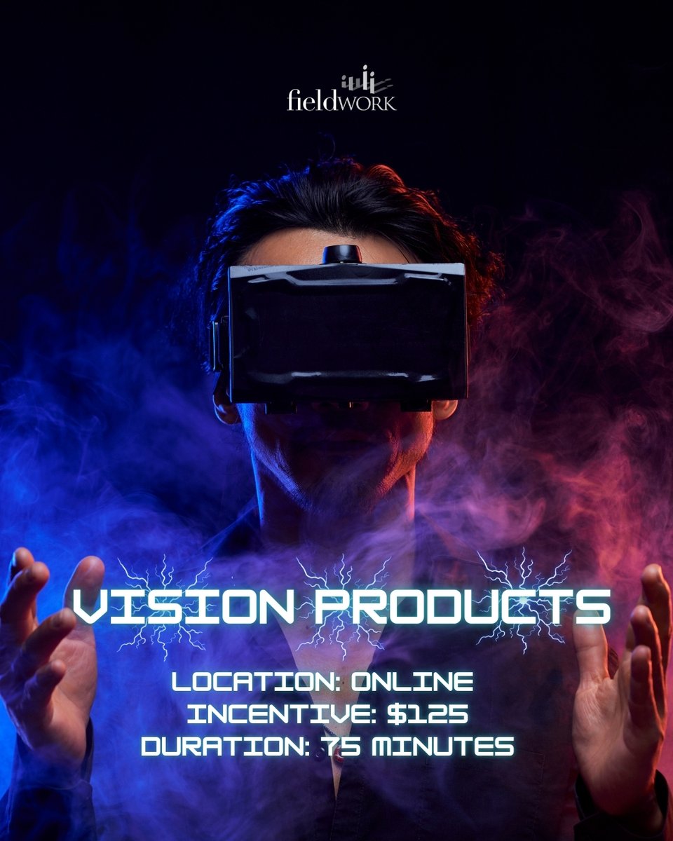 FieldworkNRC's tweet image. Fieldwork NRC is looking for adults to participate in a 75 minute, online market research study regarding Vision Products. 

🔗: participate.fieldwork.com/Account/Redire…

Reference #: 6444NRC25
Location: Online 
Incentive: $125
Duration: 75 minutes
Date(s): 4/24
Time(s): Various