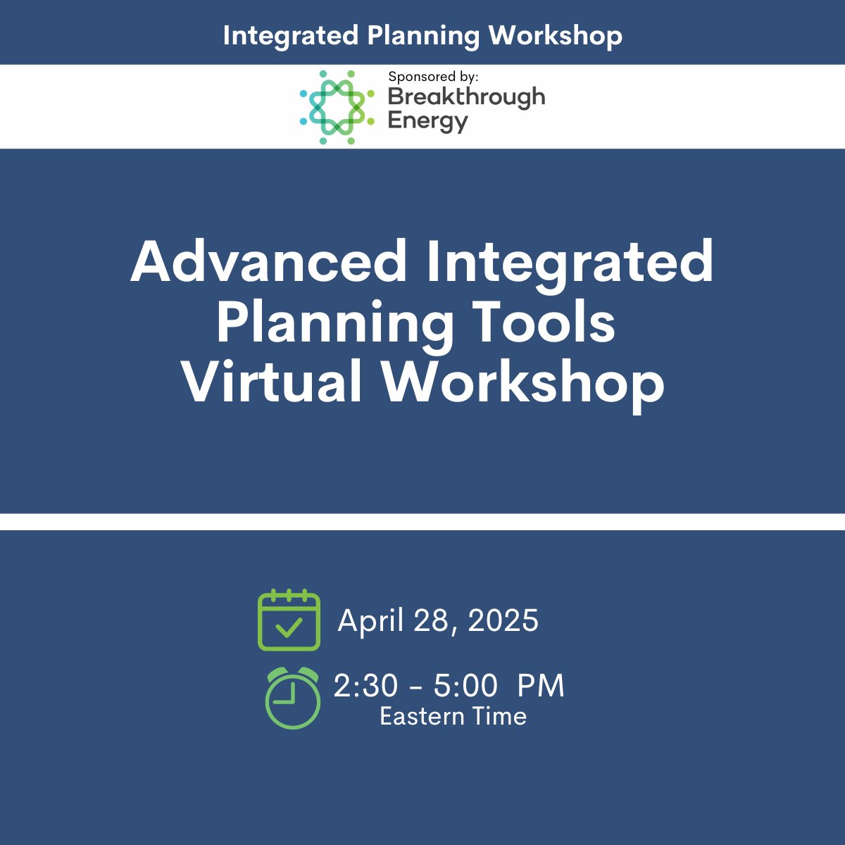 💡 UPCOMING WORKSHOP 💡 

"Advanced Integrated Planning Tools Virtual Workshop"

This deep dive workshop will present current tools that enable integrated planning and examine some case studies applying the tools.

Learn more and register 👉 esig.energy/event/advanced…
