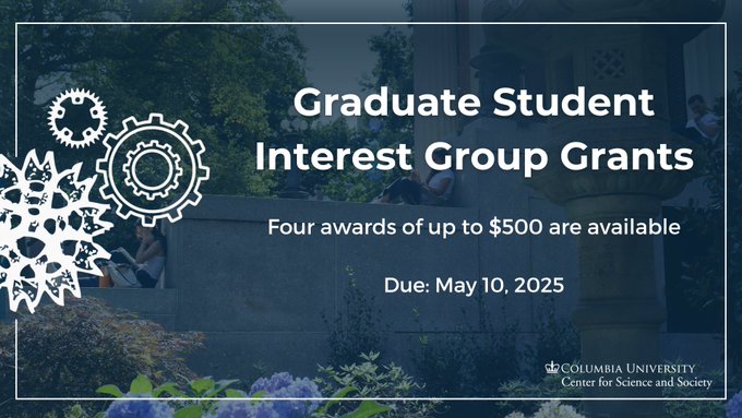 Looking to start or expand your interdisciplinary graduate student group? Funds are available to support discussions, workshops, trainings, guest speakers, field trips, and more! Submit your proposal by May 10. tinyurl.com/css-grad-fundi…
