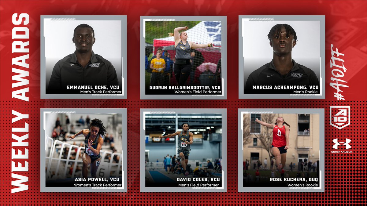 Atlantic 10 Conference (@atlantic10) on Twitter photo VCU sweeps the Under Armour #A10MOTF weekly awards, while Duquesne and <a href="/VCUTracknXC/">VCU Track & Field/XC</a> split the #A10WOTF weekly honors!
<a href="/DuqXCTF/">Duquesne Track & Field and XC</a> | <a href="/VCUTracknXC/">VCU Track & Field/XC</a> | #A10OTF
atlantic10.com/news/2025/4/15… VCU sweeps the Under Armour #A10MOTF weekly awards, while Duquesne and <a href="/VCUTracknXC/">VCU Track & Field/XC</a> split the #A10WOTF weekly honors!
<a href="/DuqXCTF/">Duquesne Track & Field and XC</a> | <a href="/VCUTracknXC/">VCU Track & Field/XC</a> | #A10OTF
atlantic10.com/news/2025/4/15…