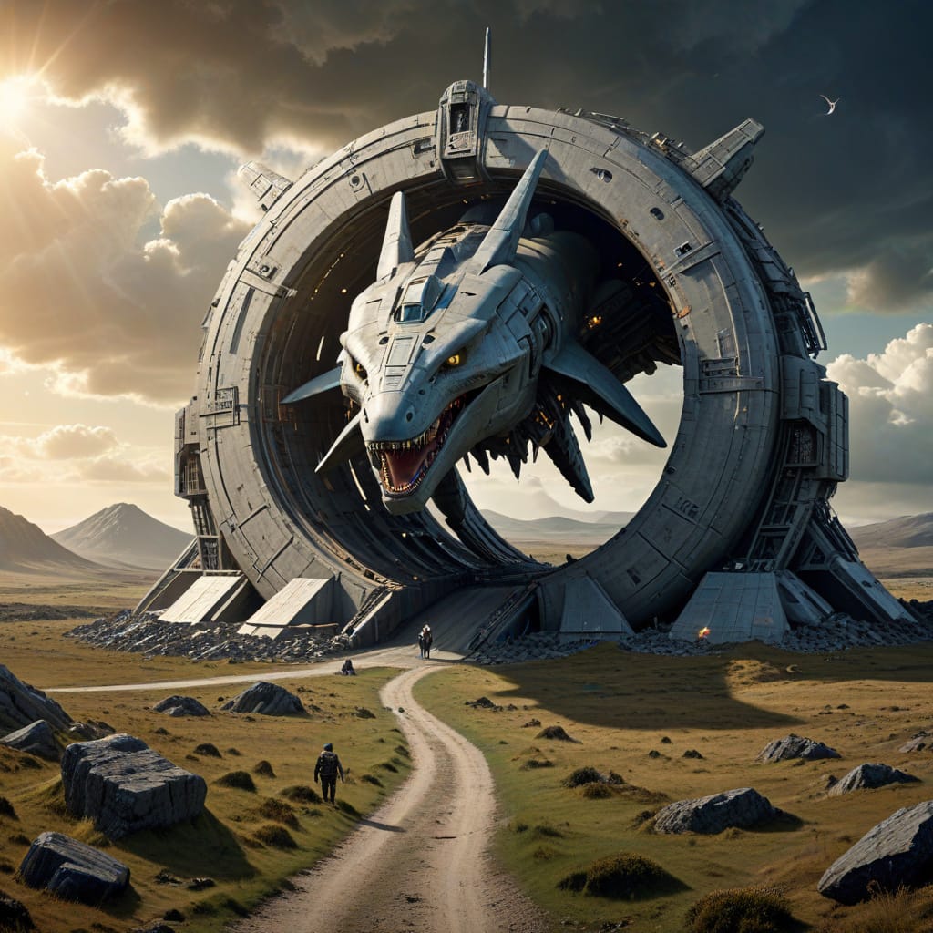 War Mode #198: Irish Space Shuttle
Text prompts: "Biblical Holes, Irish Wasteland, Stargate, Chimera, Irish Space Shuttle, Transhumanism"
#warmode #billyandspud #shatnation #podcast #comedy #aiart

open.spotify.com/show/6Yu6CXXTt…

patreon.com/WARMODE
warmode.org