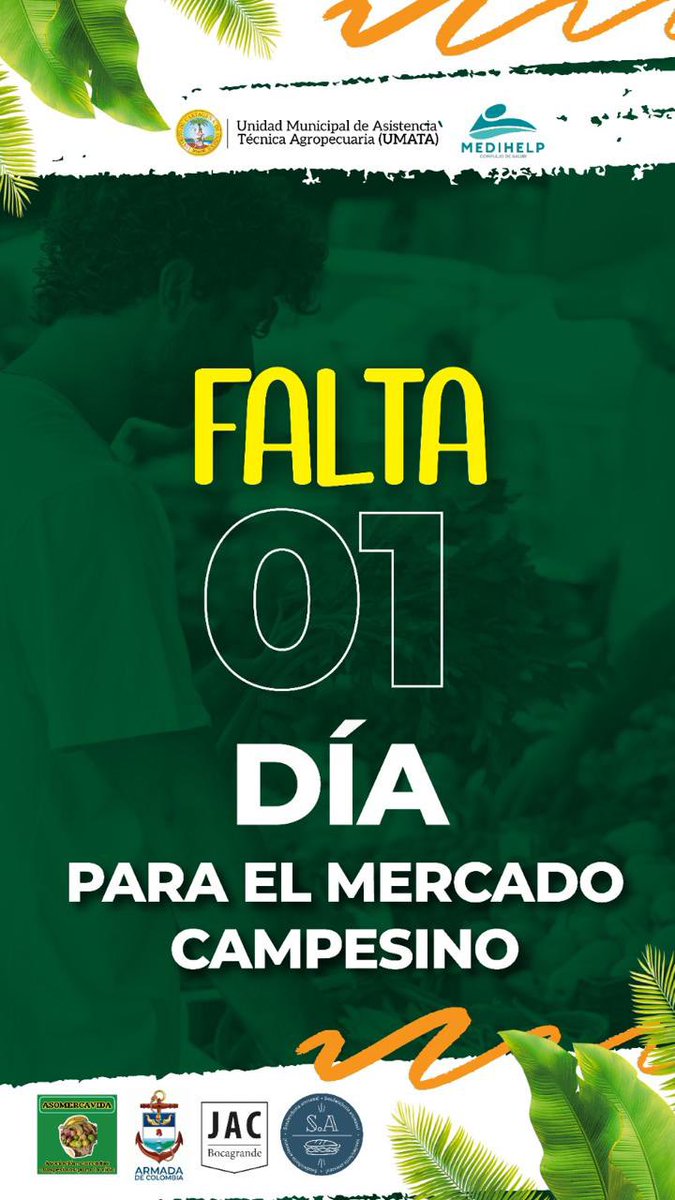 umataCTG's tweet image. Falta 1 día para el Mercado Campesino.💚

#MercadoCampesino #Cartagena #MediHelp #ClinicaMediHelp #Frutas #Verduras #AlimentacionSaludable