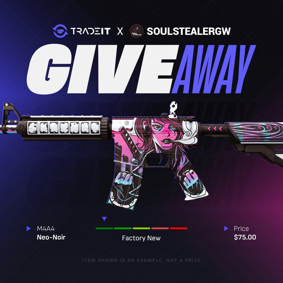 soulstealer_hs's tweet photo. 🎁$75 M4A4 | Neo-Noir GIVEAWAY🎁

✅Follow @soulstealer_hs and @tradeit_gg 
🔃Retweet
👬Tag a friend

That's it and GL! Ends in 4days! https://t.co/Bhl2OKLkh3