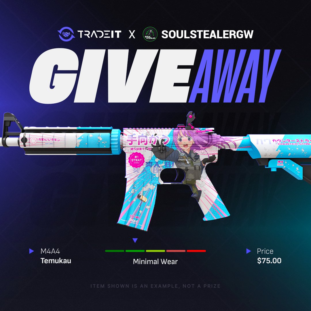 🎁$75 M4A4 | Temukau GIVEAWAY🎁

✅Follow <a href="/SoulstealerGW/">Soulstealer Giveaways</a> and <a href="/tradeit_gg/">Tradeit</a> 
🔃Retweet
👬Tag a friend

That's it and GL! Ends in 4days!
