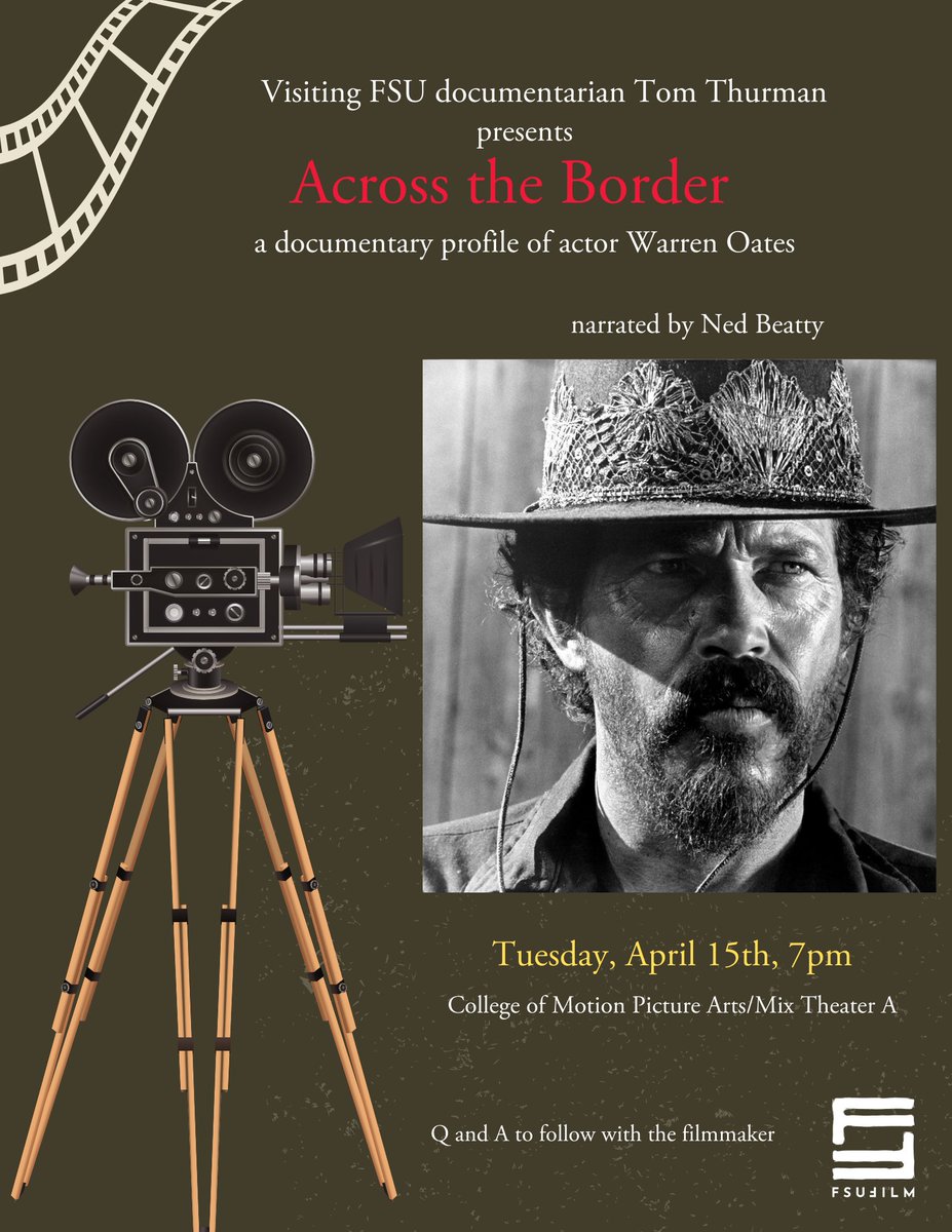 Join us for 'Across the Border', a gripping documentary by our visiting filmmaker, Tom Thurman that delves into the illustrious career of legendary actor Warren Oates. From his associations with Hollywood's finest directors to his significant collaborations with Monte Hellman.