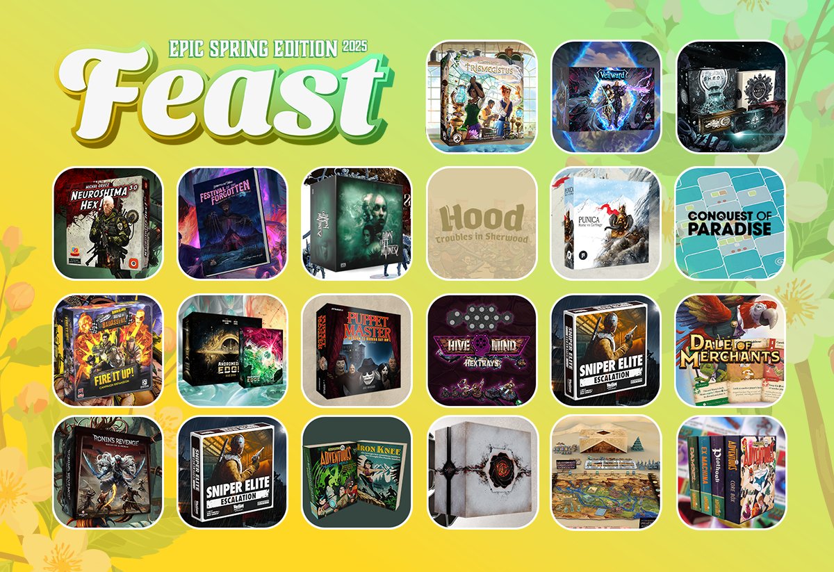 That's a wrap on the Spring Gamefound Feast! 🌸
Thanks to everyone who joined us live – we loved sharing all the exciting reveals with you! 🎲
What was your favorite? Any instant must-backs?
Make sure to follow the projects you loved: gamefound.com/en/projects/se…

#GamefoundFeast
