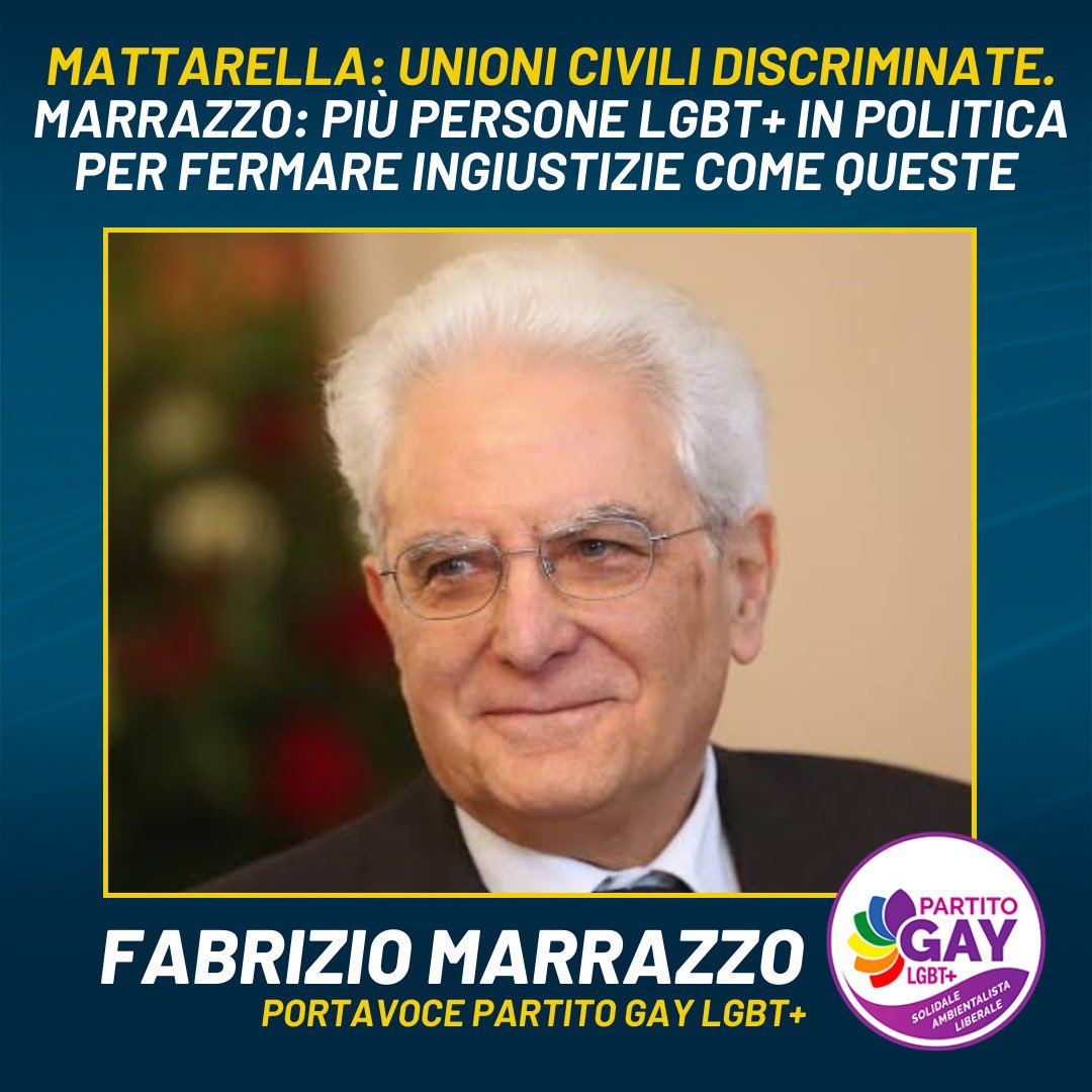 Mattarella: unioni civili discriminate. 
Marrazzo: più persone lgbt+ in politica per fermare ingiustizie come queste

#pontemorandi #mattarella #unionicivili