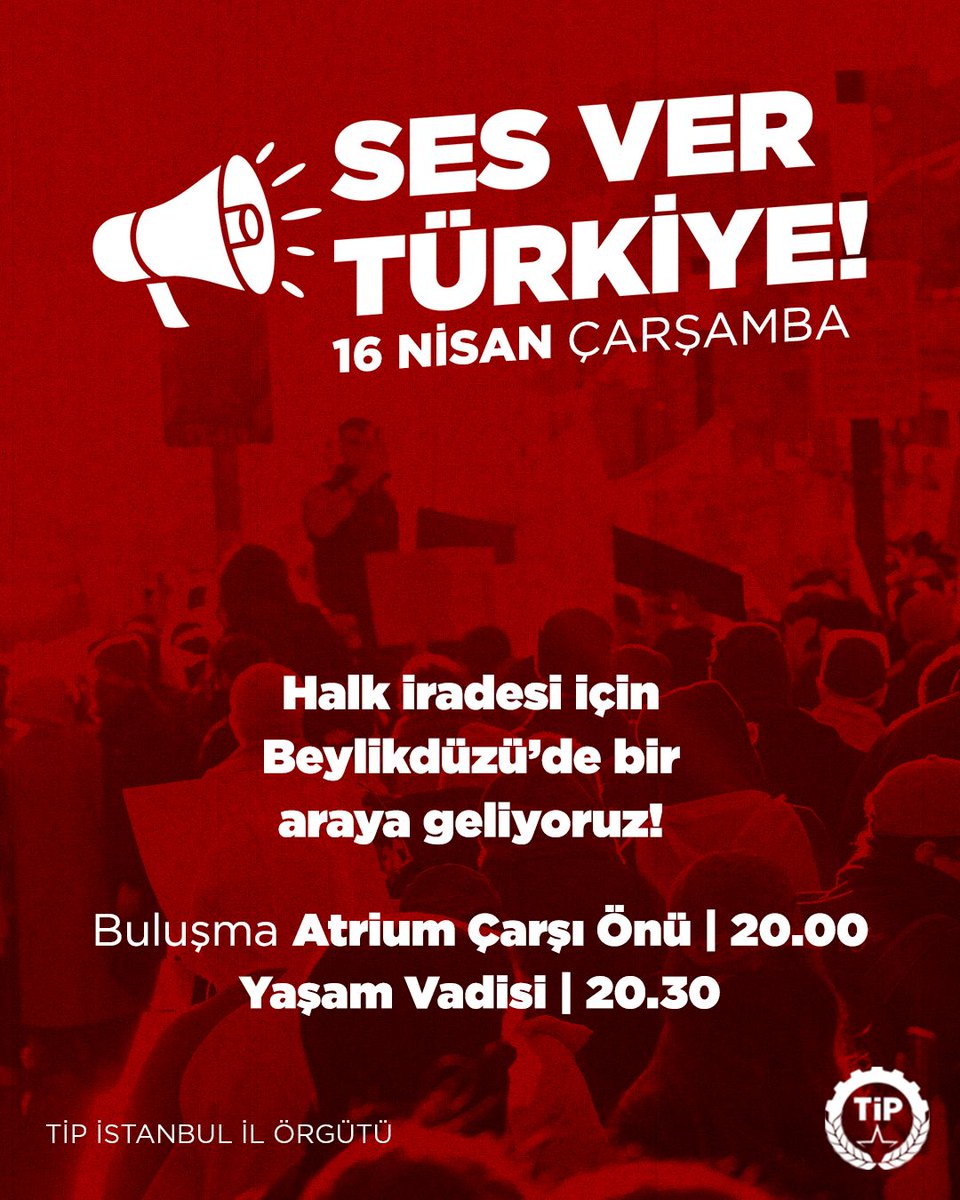 Halkın iradesine sahip çıkmak için Beylikdüzü’nde buluşuyoruz!
Saray Rejimi’nin baskı ve zorbalığına karşı her yerde direnişteyiz.
Bu karanlık düzeni hep birlikte değiştireceğiz.
Mutlaka kazanacağız!