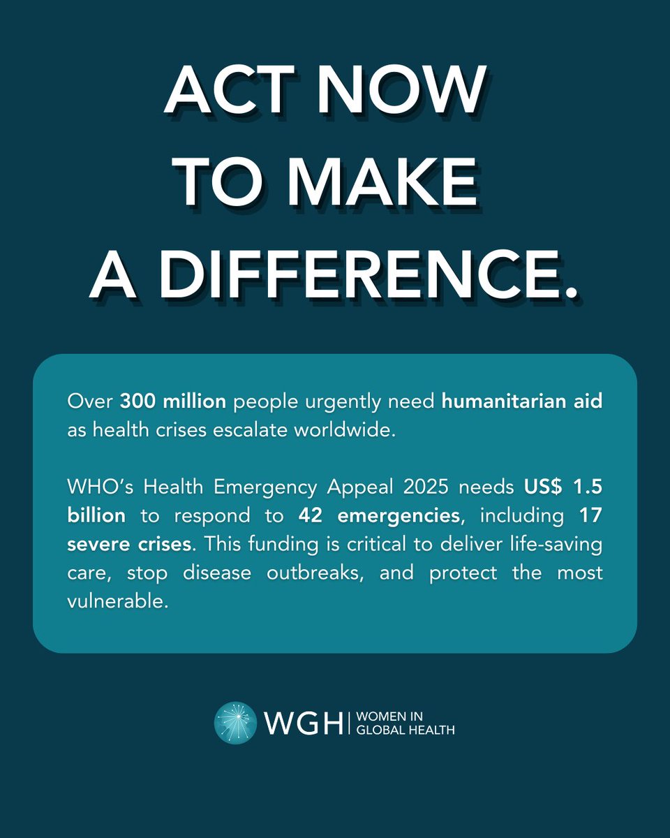 Women In Global Health (@womeningh) on Twitter photo By January 2024, 84% of healthcare facilities in Gaza had been destroyed.
📣 In 2025, <a href="/WHO/">World Health Organization (WHO)</a> needs US$ 1.5 billion to provide life-saving care to over 300 million people urgently need help. Read the emergency appeal
#GlobalSolidarity #HealthForAll #WomeninGH By January 2024, 84% of healthcare facilities in Gaza had been destroyed.
📣 In 2025, <a href="/WHO/">World Health Organization (WHO)</a> needs US$ 1.5 billion to provide life-saving care to over 300 million people urgently need help. Read the emergency appeal
#GlobalSolidarity #HealthForAll #WomeninGH