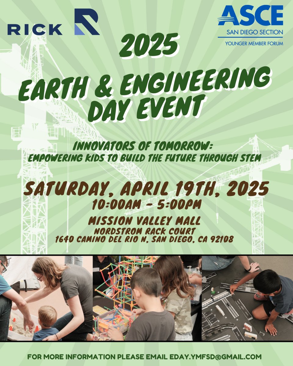 RickEngineering's tweet image. RICK San Diego will be at Mission Valley Mall this Saturday for the Earth &amp;amp; Engineering Day event! Kids of all ages welcome. @ASCETweets 

#RICKengineering #sandiego #STEM