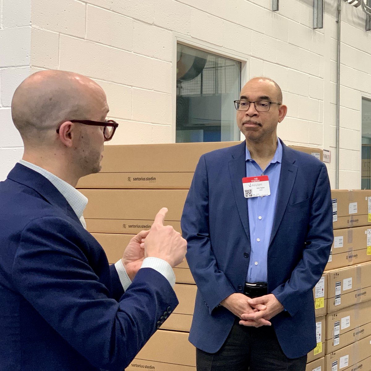 Alnylam's tweet photo. We were honored to host the @MALifeSciences team, including CEO Dr. Kirk Taylor, at our Norton, MA #manufacturing facility. They learned how we make #RNAiTherapeutics and we discussed #WorkforceDevelopment, public/private partnerships and growing the MA #lifesciences ecosystem. https://t.co/MfH4T7sIRy