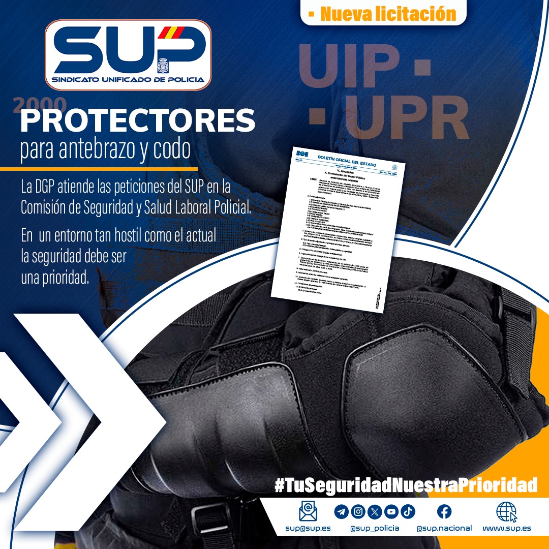 La DGP atiende el trabajo bien hecho por <a href="/SupRiesgosLab/">SUP Riesgos Laborales</a> en la Comisión de Seguridad y Salud Laboral Policial
Se licitan #Protectores para antebrazo y codo para #UIP y #UPR 
Ante la violencia en las calles necesitamos protección
#TuSeguridadNuestraPrioridad