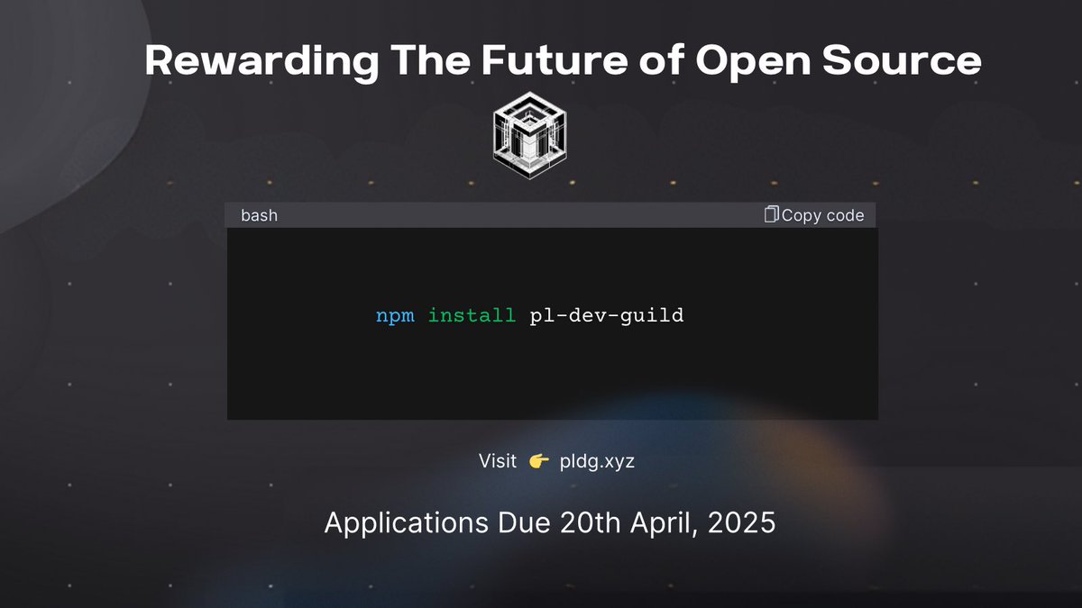 PLDG Cohort-3 Applications are LIVE🔥

Want to contribute to core Web3 tech like <a href="/IPFS/">IPFS</a> , <a href="/Filecoin/">Filecoin</a> , <a href="/libp2p/">libp2p</a>, <a href="/storachanetwork/">Storacha</a> and more?

Join a global builder program that actually pays you for meaningful OSS work!🤑

Apply Here👉 pldg.xyz