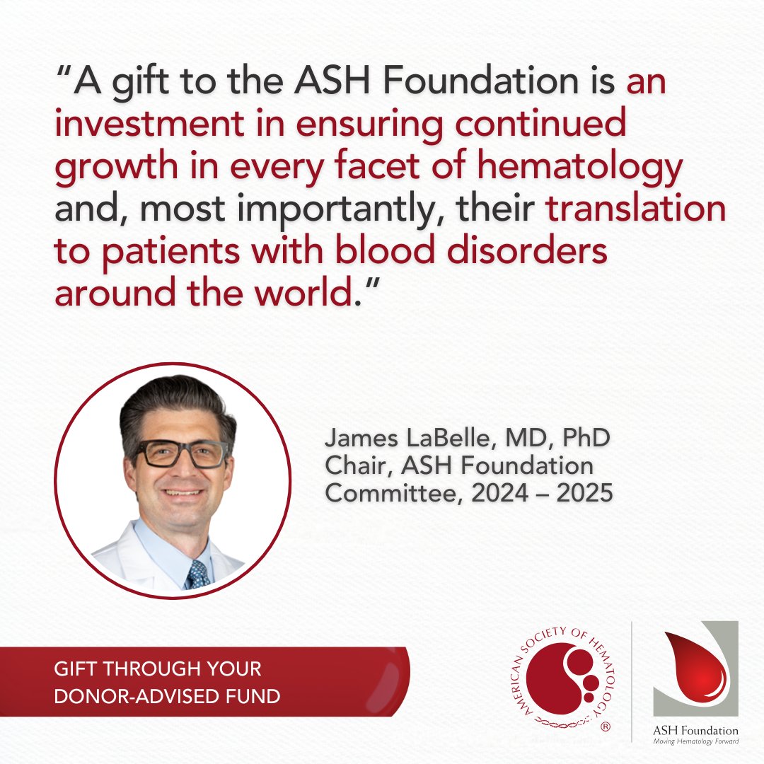 Have a Donor-Advised Fund? Your gift to the ASH Foundation can protect the future of #hematology. Help drive research, nurture talent, and improve patient outcomes. Donate today: ow.ly/tk7250VAOFp 

#Fight4Hematology #MedTwitter